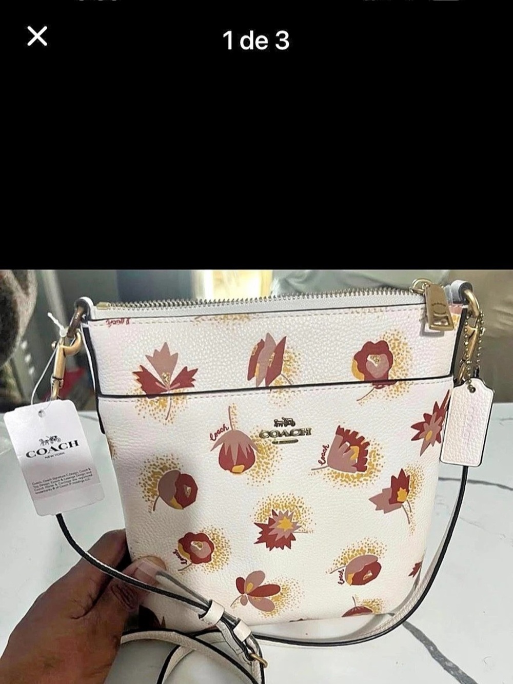 Coach Floral Crossbody in White & Pink